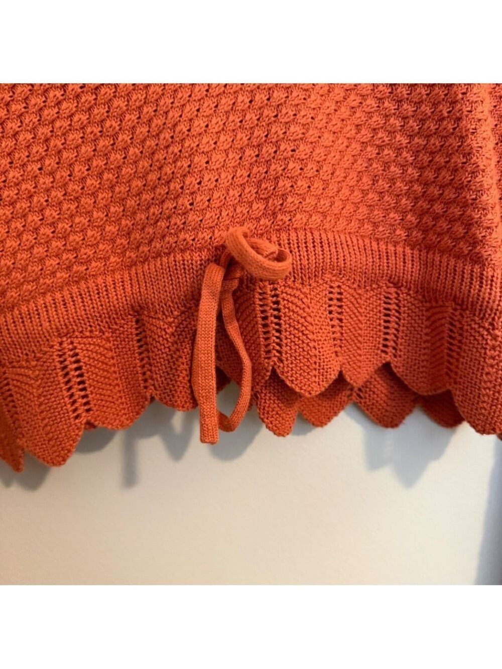 Lulus Total Frills Rust Orange Knit Drawstring Cropped Sweater Top - Picture 9 of 10